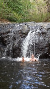 Enjoying a waterfall swim 